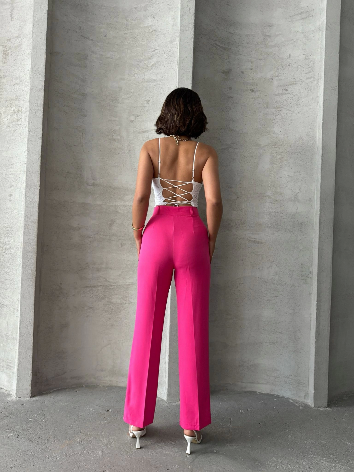 Power Pink Straight Pantolon