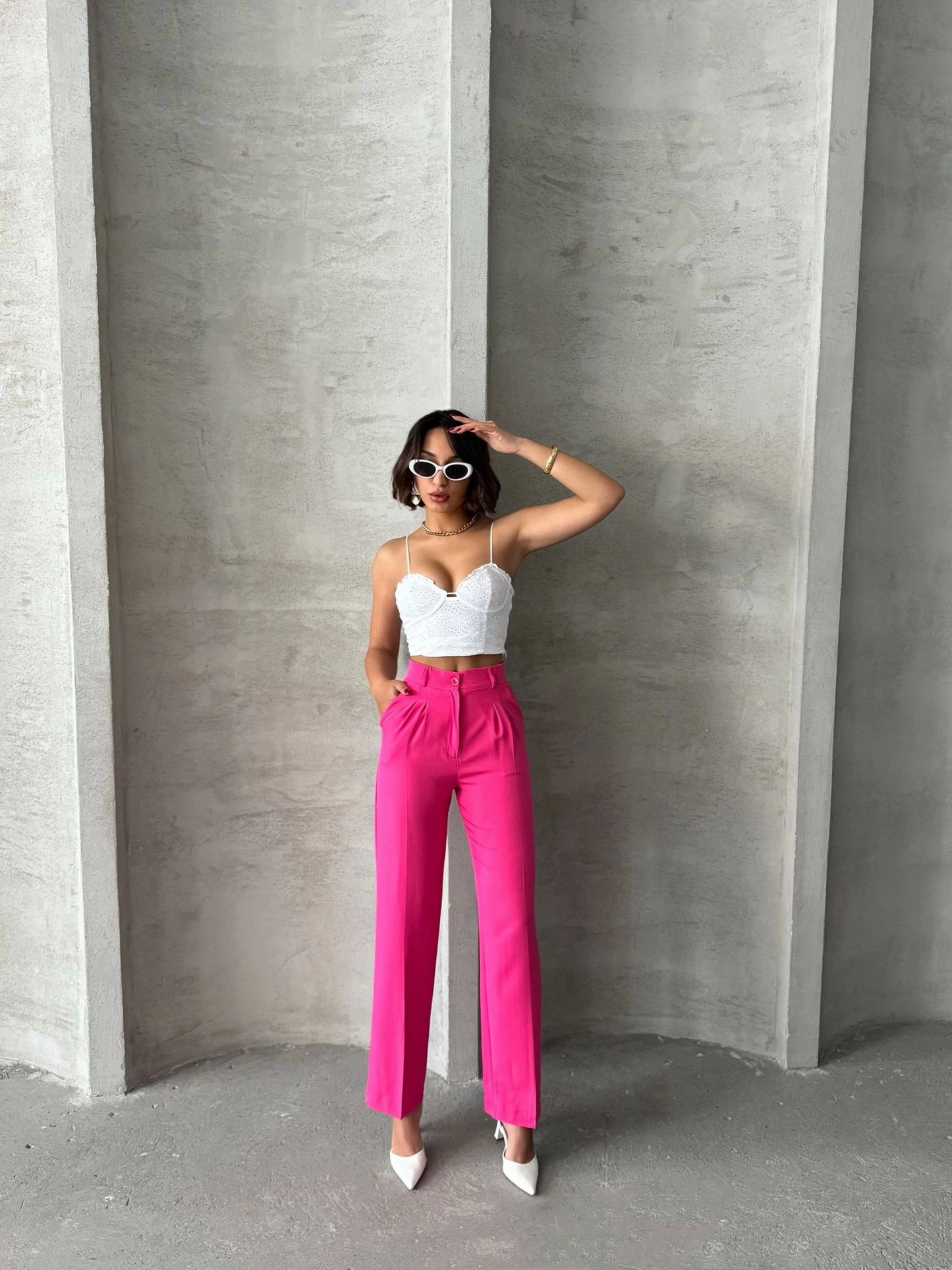 Power Pink Straight Pantolon
