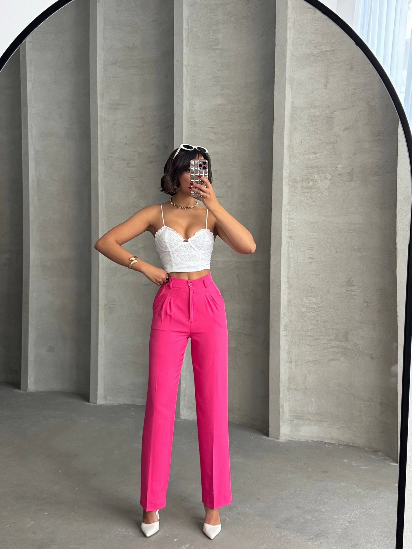 Power Pink Straight Pantolon