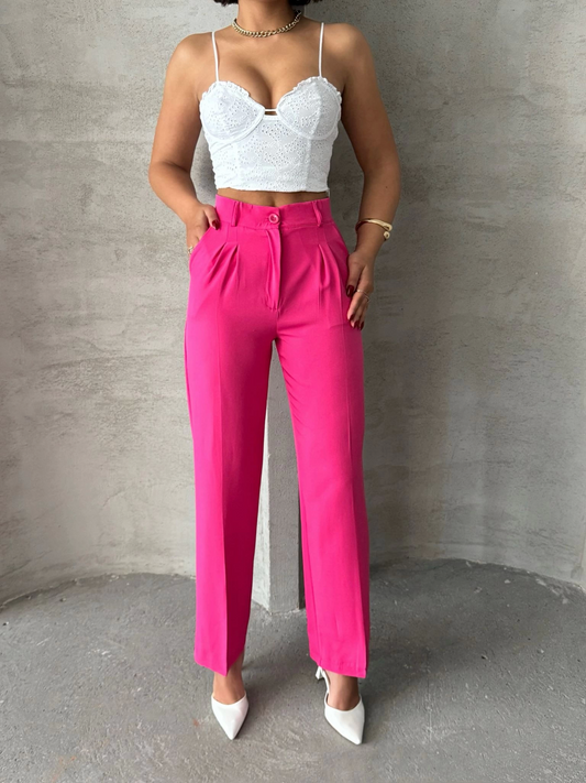 Power Pink Straight Pantolon