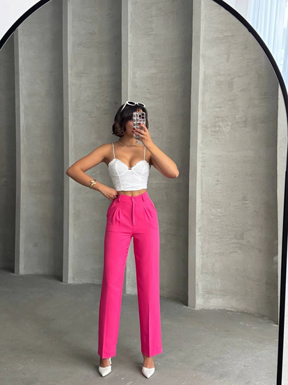 Power Pink Straight Pantolon